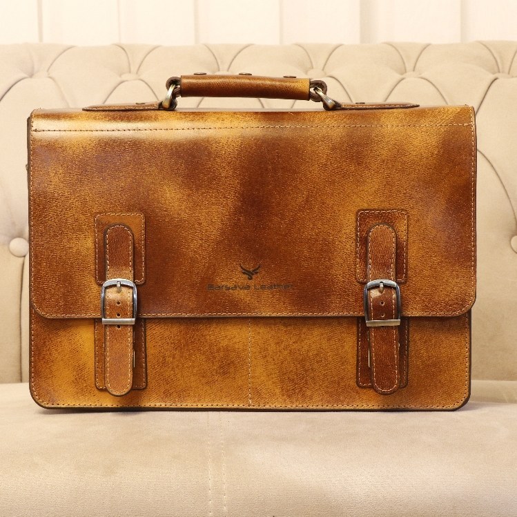 Leather satchel brown purchase price + user guide